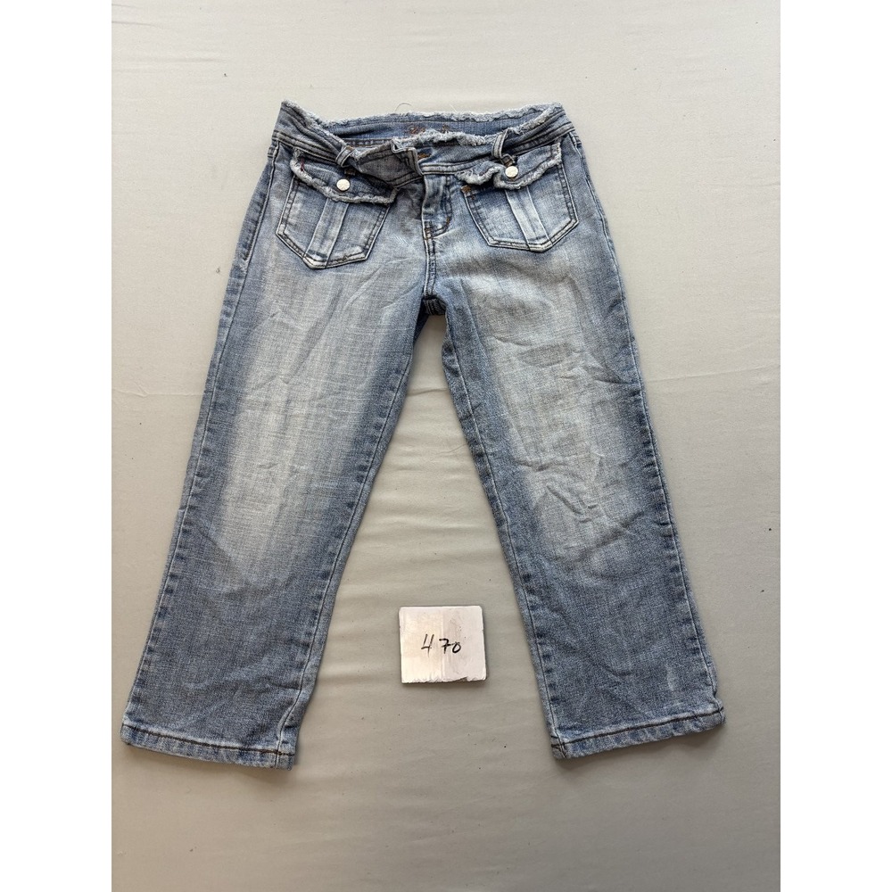 Younique Girls Size 3 Light Wash Frayed Hem Straight Leg Denim Jeans Blue